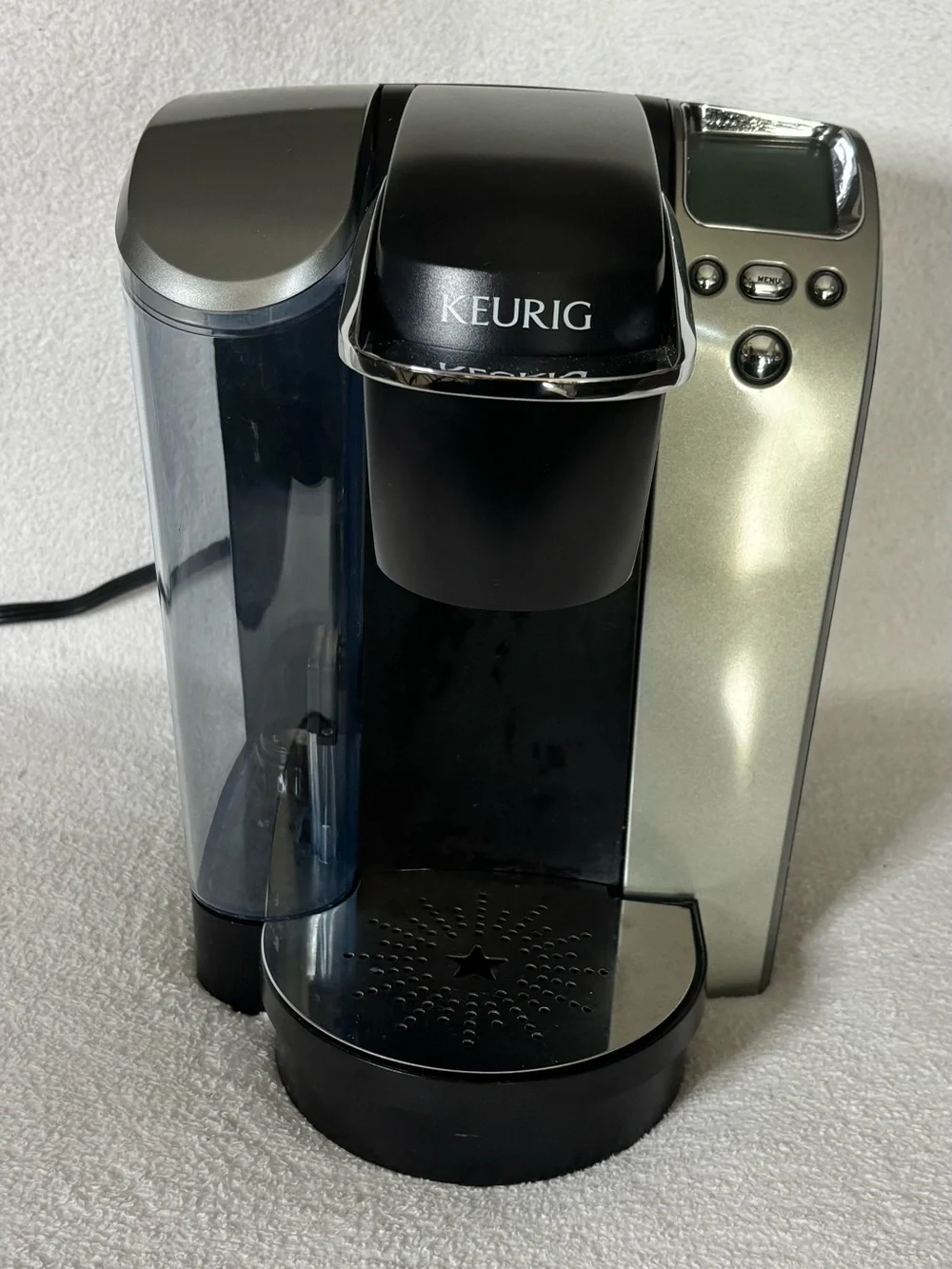 Keurig Black Coffee Maker Power Button Detail